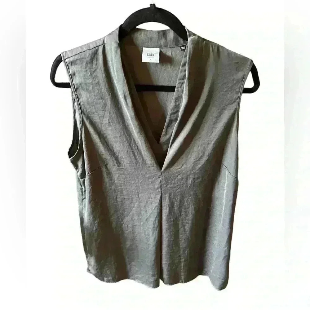 CAbi medium off black double v neck sleeveless tank top. Great under a blazer!